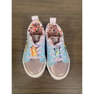 Bluey Toddler Girls Sneakers Glitter Toe Blue Pink Lace-Up Shoes Size 9